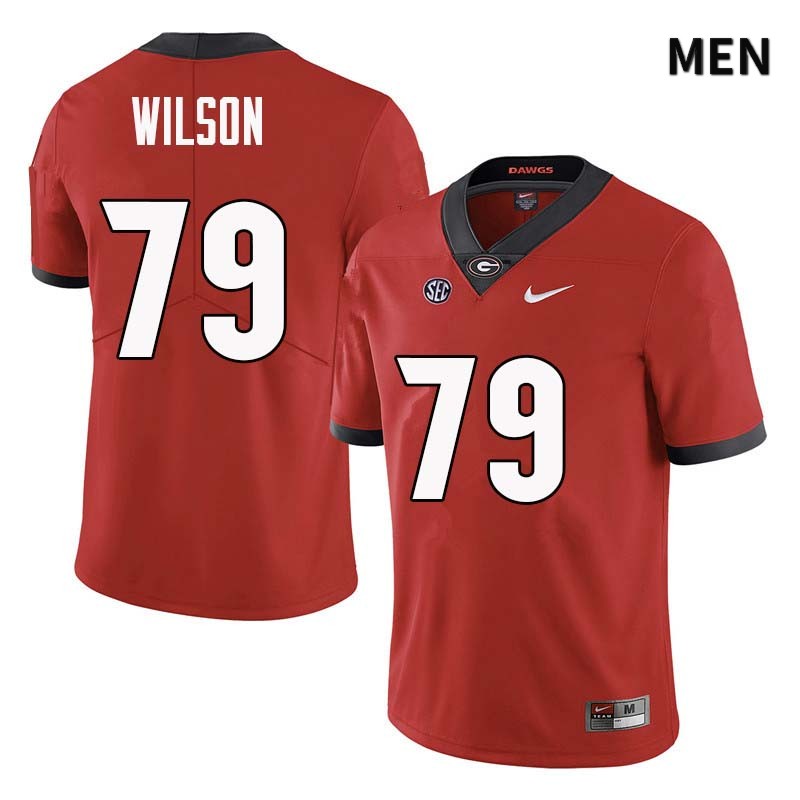 Georgia Bulldogs Men's Isaiah Wilson #79 Red Stitched College UGA Football Jersey 23LN016NL